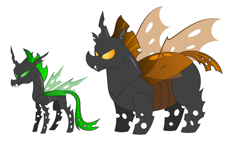 Size: 9008x5566 | Tagged: safe, artist:aleximusprime, derpibooru import, oc, oc:abdomen, oc:mandible, changeling, flurry heart's story, changeling brute, changeling oc, changeling spy, image, leaving the hive, male, png