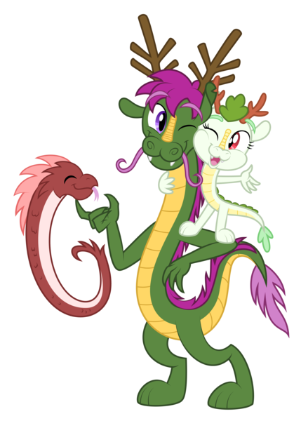 Size: 4167x5829 | Tagged: safe, artist:aleximusprime, derpibooru import, oc, oc:aster the dragon, oc:lily the dragon, oc:pansy the wyrm, dragon, eastern dragon, fanfic:my little sister is a dragon, antlers, big brother, brother and sister, dragoness, ears, eastern drake, ester dracos, facial hair, female, hair, image, little sister, long, long boi, long dragon, male, moustache, pet, png, siblings, sister and brother, wyrm