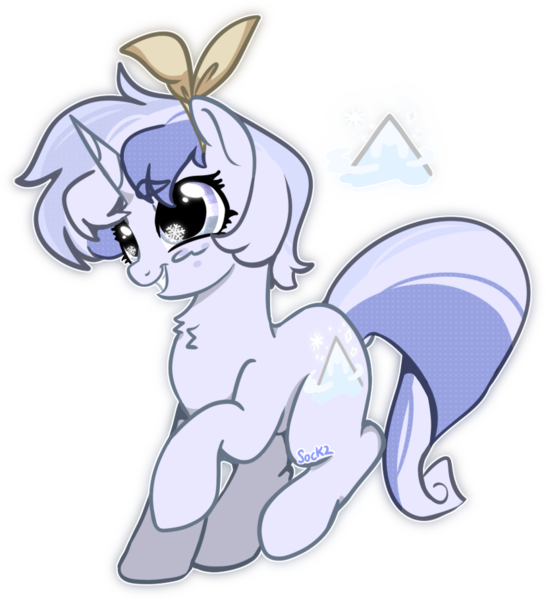 Size: 829x911 | Tagged: safe, artist:nyansockz, derpibooru import, oc, oc:glacial glitter, unofficial characters only, unicorn, cutie mark, horn, image, png, ribbon, smiling, unicorn oc