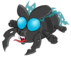 Size: 4470x3615 | Tagged: artist needed, safe, derpibooru import, changeling, insect, blue changeling, g4, image, png, stag-beetle, tongue out, wings