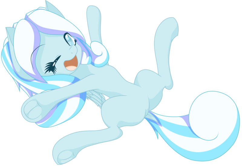 Size: 1500x1032 | Tagged: safe, artist:an-m, derpibooru import, oc, oc:snowdrop, unofficial characters only, pegasus, pony, dock, female, filly, foal, image, looking at you, lying down, on back, one eye closed, open mouth, open smile, png, simple background, smiling, solo, tail, transparent background, underhoof, wink