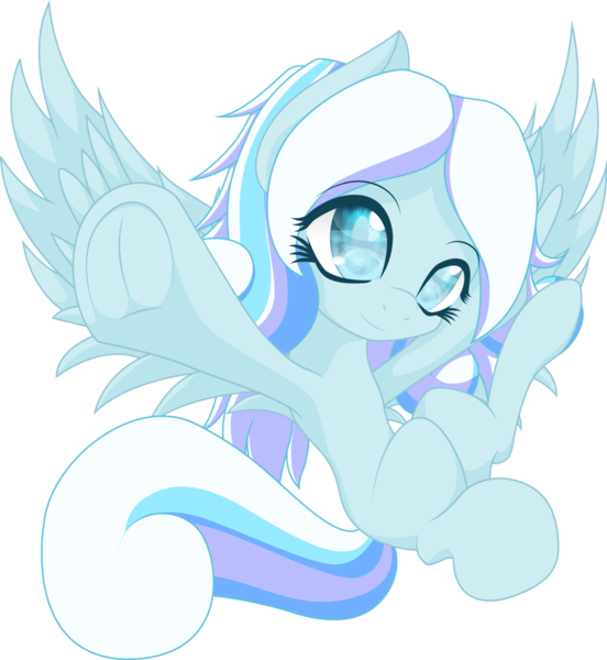 Size: 1380x1500 | Tagged: safe, artist:an-m, derpibooru import, oc, oc:snowdrop, unofficial characters only, pegasus, pony, female, filly, foal, image, looking at you, png, pointing at you, simple background, sitting, smiling, solo, spread wings, transparent background, underhoof, wings