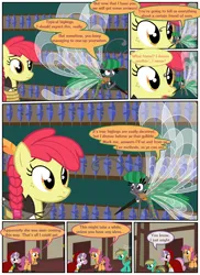 Size: 4800x6600 | Tagged: safe, derpibooru import, apple bloom, scootaloo, sweetie belle, oc, oc:wispy willows, breezie, pegasus, pony, comic:bleeding hearts, feather, image, png