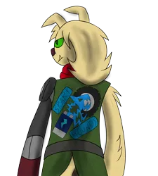 Size: 2880x3200 | Tagged: safe, artist:derpanater, derpibooru import, oc, oc:scrappy, unofficial characters only, diamond dog, fallout equestria, clothes, image, logo, looking away, png, scarf, simple background, solo, white background