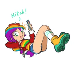 Size: 900x750 | Tagged: safe, artist:rvceric, derpibooru import, sunny starscout, human, equestria girls, g5, equestria girls-ified, female, g4, g5 to equestria girls, g5 to g4, generation leap, image, jpeg, mobile phone, phone, simple background, smartphone, solo, white background