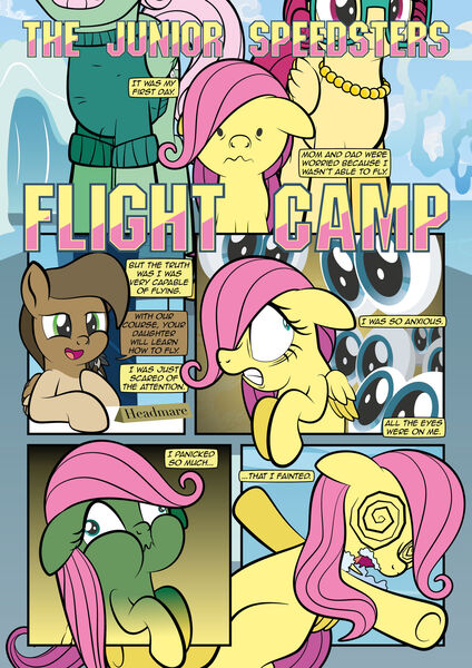 Size: 1920x2715 | Tagged: safe, artist:alexdti, derpibooru import, fluttershy, gentle breeze, posey shy, oc, pony, comic:how we met, female, filly, filly fluttershy, floppy ears, green face, image, jpeg, swirly eyes, younger