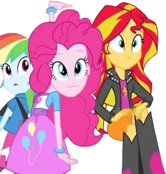Size: 827x870 | Tagged: safe, derpibooru import, edit, edited screencap, editor:homersimpson1983, screencap, pinkie pie, rainbow dash, sunset shimmer, human, equestria girls, rainbow rocks, background removed, female, g4, image, not a vector, png