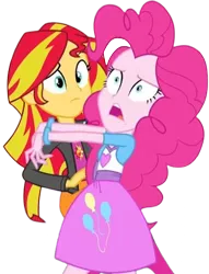 Size: 1925x2520 | Tagged: safe, derpibooru import, edit, edited screencap, editor:homersimpson1983, screencap, pinkie pie, sunset shimmer, human, equestria girls, rainbow rocks, background removed, female, g4, image, not a vector, png