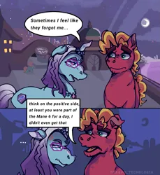 Size: 2305x2518 | Tagged: safe, artist:dragao_tecnologia, derpibooru import, sprout cloverleaf, earth pony, pony, g5, my little pony: tell your tale, 2 panel comic, alternate hairstyle, auroricorn, city, comet (g5), comic, glasses, image, maretime bay, meta, png