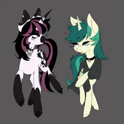Size: 2048x2048 | Tagged: safe, artist:toxikil, derpibooru import, oc, oc:blitz chord, oc:spring starflower, unofficial characters only, pony, unicorn, choker, cute, female, high res, image, png, trans female, transgender