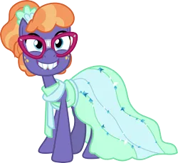 Size: 3257x3000 | Tagged: safe, artist:cloudy glow, derpibooru import, frazzle rock, earth pony, pony, clothes, dress, female, g4, glasses, image, png, simple background, solo, transparent background, vector
