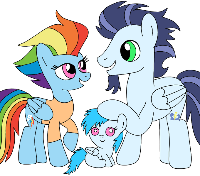 Size: 817x720 | Tagged: safe, artist:dasher666, derpibooru import, rainbow dash, soarin', oc, oc:river, pegasus, pony, the last problem, baby, baby pony, female, filly, foal, image, male, mare, offspring, older, older rainbow dash, older soarin', older soarindash, parent:rainbow dash, parent:soarin', parents:soarindash, png, shipping, soarindash, stallion, straight