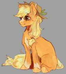 Size: 747x843 | Tagged: safe, artist:kajamnik, derpibooru import, applejack, earth pony, pony, alternate design, applejack's hat, blaze (coat marking), coat markings, colored hooves, cowboy hat, eyebrows, eyebrows visible through hair, facial markings, female, g4, hat, image, mare, png, ponytail, sitting, smiling, socks (coat marking), solo