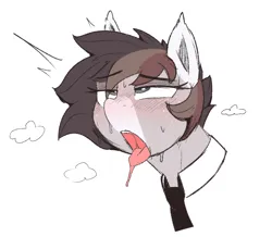 Size: 1618x1410 | Tagged: suggestive, artist:welost, derpibooru import, oc, oc:news flash, bat pony, pony, ahegao, bust, female, image, mare, open mouth, png, simple background, tongue out, white background