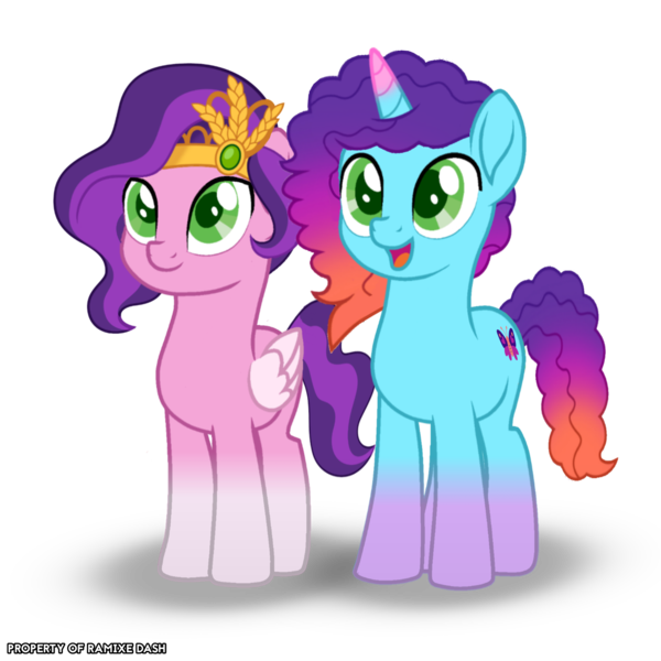 Size: 3600x3600 | Tagged: safe, artist:ramixe dash, derpibooru import, pipp petals, pegasus, pony, unicorn, series:make your tale, series:make your tale season 2, g5, g4, g5 to g4, generation leap, image, male, misty brightdawn, movie accurate, png, rule 63, shadow, simple background, stallion, transparent background