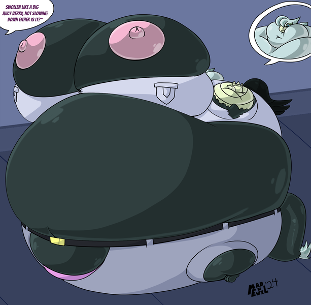 Size: 1920x1880 | Tagged: questionable, artist:mad'n evil, derpibooru import, oc, oc:mai, unofficial characters only, anthro, gryphon, series:a fattening gum, anthro oc, areola, ass, bbw, belly, belly on floor, belt, belt buckle, big areola, big belly, big breasts, bingo wings, blob, breasts, butt, chewing, chewing gum, chubby cheeks, close-up, clothes, dialogue, eating, fat, fat face, fat fetish, fetish, food, griffon oc, gum, huge belly, huge breasts, huge butt, image, immobile, impossibly large areola, impossibly large belly, impossibly large breasts, impossibly large butt, impossibly obese, large butt, morbidly obese, obese, pants, png, shirt, solo, ssbbw, the ass was fat, thighs, thunder thighs, tight clothing, waistcoat, weight gain sequence