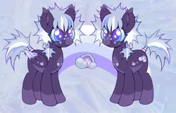 Size: 1842x1184 | Tagged: safe, artist:colorwurm, derpibooru import, oc, oc:ring toss, unofficial characters only, earth pony, pony, abstract background, blue sclera, coat markings, colored ear fluff, colored muzzle, colored pinnae, colored sclera, ear fluff, earth pony oc, eyelashes, fangs, female, image, jpeg, mare, multicolored mane, multicolored tail, pale belly, ponytail, purple eyes, reference sheet, smiling, socks (coat marking), spiky mane, spiky tail, standing, tail, tied tail