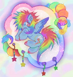 Size: 2225x2369 | Tagged: safe, artist:colorwurm, derpibooru import, rainbow dash, dog, pony, :3, abstract background, alternate design, alternate eye color, alternate hairstyle, alternate tailstyle, cloud, colored hooves, colored wings, colored wingtips, cute, ear piercing, earring, facial piercing, female, g4, image, jewelry, jpeg, lidded eyes, lying down, lying on a cloud, mare, multicolored eyes, on a cloud, open mouth, open smile, piercing, side, smiling, smoldash, sparkles, spread wings, tail, two toned wings, wingding eyes, wings