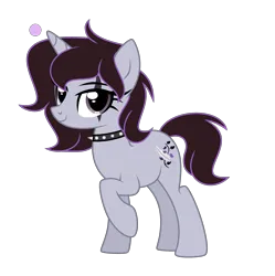Size: 2693x2709 | Tagged: safe, artist:darbypop1, derpibooru import, oc, oc:ivy quill, pony, unicorn, choker, female, image, mare, png, simple background, solo, spiked choker, transparent background