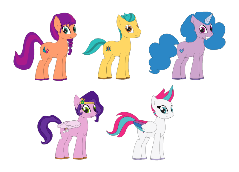 Size: 2048x1474 | Tagged: safe, artist:marybethemberjoy49-1, derpibooru import, hitch trailblazer, izzy moonbow, pipp petals, sunny starscout, zipp storm, earth pony, pegasus, pony, unicorn, g5, female, image, male, mane five, mare, png, simple background, solo, stallion, transparent background