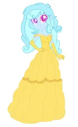 Size: 1280x2060 | Tagged: safe, artist:brightstar40k, derpibooru import, oc, oc:jemimasparkle, unofficial characters only, equestria girls, beauty and the beast, belle, breasts, clothes, dress, evening gloves, female, gloves, gown, hand on hip, image, jpeg, long gloves, smiling, solo, solo female