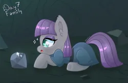 Size: 2843x1842 | Tagged: safe, artist:bubblegooey, derpibooru import, maud pie, earth pony, pony, :o, blushing, cave, clothes, crouching, cute, cutie mark, daaaaaaaaaaaw, ear fluff, eyeshadow, female, frock coat, g4, heart, heart eyes, image, lidded eyes, looking at something, lying down, makeup, mare, maudabetes, open mouth, png, prone, rock, shiny eyes, shiny mane, side view, signature, solo, sparkles, sparkly eyes, surprised, text, that pony sure does love rocks, wingding eyes