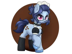 Size: 4000x3000 | Tagged: safe, artist:dumbwoofer, derpibooru import, earth pony, pony, g5, clothes, collar, ear fluff, female, french maid, glasses, image, maid, maid headdress, mare, paisley bluebell, png, raised hoof, simple background, smiling, socks, solo, stockings, thigh highs, transparent background, unshorn fetlocks