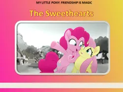 Size: 959x719 | Tagged: artist needed, safe, anonymous artist, derpibooru import, edit, edited screencap, screencap, fluttershy, pinkie pie, earth pony, pegasus, pony, rainbow roadtrip, book, book cover, cheek squish, cover, cute, cuteness overload, daaaaaaaaaaaw, diapinkes, duo, female, grin, headcanon, headcanon in the description, image, lesbian, mare, open mouth, open smile, png, ship:flutterpie, shipping, shyabetes, smiling, squishy cheeks, the railway series, wholesome