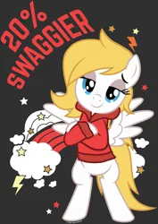 Size: 1191x1684 | Tagged: safe, artist:jayeaaaaa, derpibooru import, oc, oc:fox, unofficial characters only, pegasus, pony, 20% cooler, clothes, image, jpeg, looking at you, shirt, show accurate, text