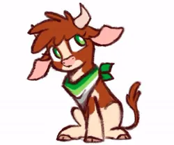 Size: 572x477 | Tagged: safe, artist:fizpup, derpibooru import, cow, them's fightin' herds, arizona (tfh), aromantic pride flag, bandana, community related, cute, female, horns, image, jpeg, pride, pride flag, simple background, solo