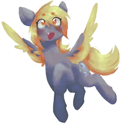 Size: 1584x1605 | Tagged: safe, artist:battiegutz, derpibooru import, derpy hooves, pegasus, pony, alternate design, beanbrows, blonde mane, blonde tail, blushing, colored eyebrows, colored wings, colored wingtips, eye clipping through hair, eyebrows, eyebrows visible through hair, fangs, female, flying, freckles, g4, hooves in air, image, mare, open mouth, open smile, png, raised hoof, simple background, smiling, spread wings, starry eyes, tail, transparent background, two toned wings, wingding eyes, wings, yellow eyes, yellow mane, yellow tail