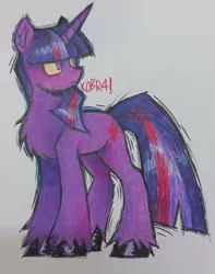 Size: 1080x1370 | Tagged: safe, artist:mxmx fw, derpibooru import, twilight sparkle, unicorn, chest fluff, ear fluff, g4, image, jpeg, simple background, solo, standing, traditional art, unicorn twilight, unshorn fetlocks, white background