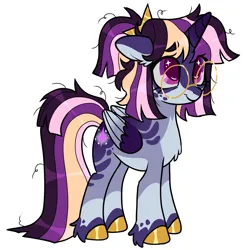 Size: 1499x1516 | Tagged: safe, artist:battiegutz, derpibooru import, part of a set, twilight sparkle, twilight sparkle (alicorn), alicorn, pony, alternate color palette, alternate design, alternate hair color, alternate hairstyle, alternate tailstyle, blaze (coat marking), chest fluff, coat markings, colored belly, colored eyebrows, colored fetlocks, colored hooves, colored pinnae, colored wings, colored wingtips, cutie mark eyes, ear fluff, eye clipping through hair, eyebrows, eyebrows visible through hair, eyelashes, facial markings, female, folded wings, g4, glasses, gradient horn, hair accessory, horn, image, long tail, mare, mealy mouth (coat marking), messy mane, messy tail, multicolored mane, multicolored tail, pigtails, png, purple coat, purple eyes, redesign, round glasses, shiny hoof, simple background, smiling, socks (coat marking), standing, tail, twitterina design, two toned wings, unshorn fetlocks, white background, wingding eyes, wings