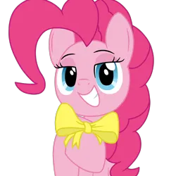 Size: 2000x2000 | Tagged: safe, alternate version, artist:latiken, derpibooru import, pinkie pie, earth pony, pony, female, g4, gift art, grin, image, lidded eyes, looking at you, mare, png, ribbon, simple background, smiling, smiling at you, solo, textless version, transparent background