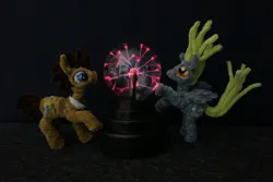 Size: 2000x1334 | Tagged: safe, alternate version, artist:malte279, derpibooru import, part of a set, derpy hooves, doctor whooves, time turner, chenille, chenille stems, chenille wire, craft, image, jpeg, pipe cleaner sculpture, pipe cleaners, plasma ball