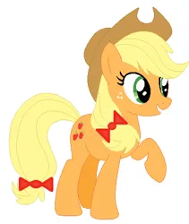 Size: 383x453 | Tagged: artist needed, safe, anonymous artist, artist:selenaede, derpibooru import, applejack, earth pony, pony, alternate design, applejack's hat, cowboy hat, freckles, grin, hat, headcanon, headcanon in the description, image, nonbinary, png, ribbon, smiling, solo