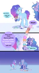 Size: 1866x3440 | Tagged: safe, artist:aztrial, derpibooru import, izzy moonbow, pony, unicorn, g5, bittersweet, comic, cute, duo, food, heartwarming, horn, ice cream, image, izzybetes, just my luck, kindness, misty brightdawn, mistybetes, oh, png, reality ensues, rebirth misty