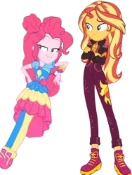 Size: 1892x2520 | Tagged: safe, derpibooru import, edit, edited screencap, editor:homersimpson1983, screencap, pinkie pie, sunset shimmer, human, equestria girls, equestria girls series, sunset's backstage pass!, spoiler:eqg series (season 2), background removed, female, g4, image, not a vector, png