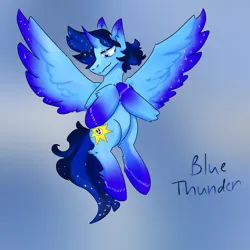 Size: 2000x2000 | Tagged: artist needed, source needed, safe, derpibooru import, oc, oc:blue thunder, alicorn, image, png, sky