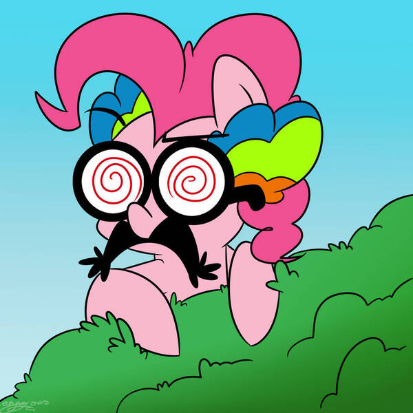 Size: 894x894 | Tagged: safe, artist:espeonna, derpibooru import, pinkie pie, crossover, disguise, doom, dr screwball jones, equestria is doomed, image, impending doom, jpeg, oh no, solo, this will not end well, uh oh, wander over yonder, we're all doomed, xk-class end-of-the-world scenario