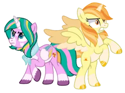Size: 1033x774 | Tagged: safe, artist:ncolque, derpibooru import, screencap, oc, oc:daylight shine, oc:star heart, alicorn, pony, alicorns, epic duo, image, png, serious, simple background, transparent background