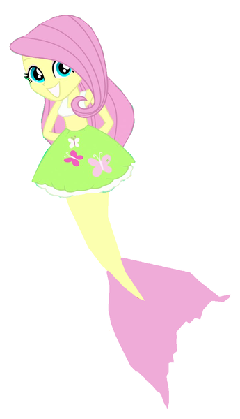 Size: 713x1239 | Tagged: safe, derpibooru import, fluttershy, mermaid, equestria girls, g4, grin, image, mermaidized, png, simple background, smiling, species swap, white background