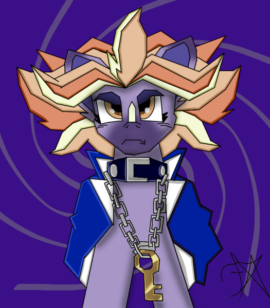 Size: 2048x2340 | Tagged: safe, artist:dawkinsdalmatian, derpibooru import, earth pony, pony, g5, chains, image, key, png, tracy tailspin, yami yugi, yu-gi-oh!