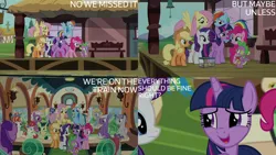 Size: 2000x1125 | Tagged: safe, derpibooru import, edit, edited screencap, editor:quoterific, screencap, amethyst star, applejack, ballet jubilee, dawnlighter, derpy hooves, fluttershy, goldy wings, green sprout, loganberry, peppe ronnie, pinkie pie, rainberry, rainbow dash, rainbow stars, rarity, silver script, spike, star bright, tender brush, twilight sparkle, twilight sparkle (alicorn), winter lotus, alicorn, dragon, spider, star spider, the last problem, action comics #1, cage, friendship express, friendship student, image, locomotive, mane six, midnight snack (g4), png, steam locomotive, train, train station, winged spike, wings