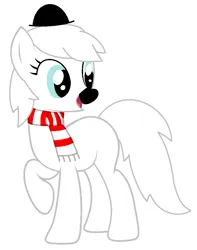 Size: 773x980 | Tagged: safe, artist:equine-bases, artist:spitfirethepegasusfan39, ponerpics import, ponified, earth pony, pony, adult blank flank, base used, black nose, blank flank, clothes, hat, image, male, mr. men, mr. snow, open mouth, open smile, png, raised hoof, raised leg, scarf, simple background, smiling, snowman, snowmare, snowpony, solo, stallion, white background