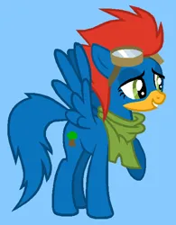 Size: 471x603 | Tagged: safe, artist:durpy, artist:mlpfanboy579, edit, ponerpics import, ponified, pegasus, pony, '90s, 2000s, blue background, clothes, cyan background, g4, goggles, goggles on head, image, lidded eyes, male, pilot, png, raised hoof, raised leg, rule 85, scarf, simple background, smiling, solo, stallion, talking, universal studios, walter lantz, woody woodpecker, woody woodpecker (series)
