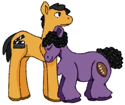 Size: 741x620 | Tagged: safe, artist:foaloutboy, derpibooru import, ponified, pony, abed nadir, american football, clapboard, community, crouching, cuddling, derpibooru exclusive, embrace, gay, image, male, nuzzling, png, simple background, sports, tall, transparent background, troy barnes