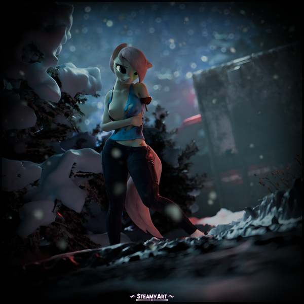 Size: 3840x3840 | Tagged: semi-grimdark, artist:phenioxflame, derpibooru import, nurse redheart, anthro, earth pony, 3d, amputation, blender, blood, clothes, image, png, solo, torn clothes