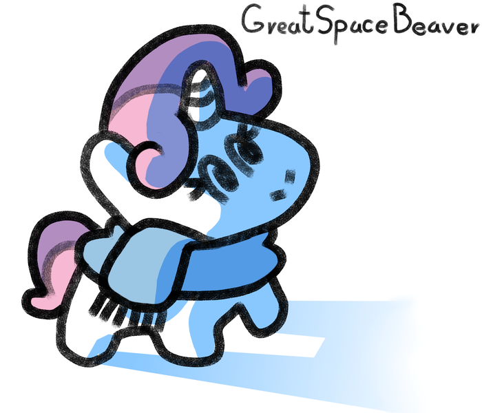 Size: 3500x3000 | Tagged: safe, artist:greatspacebeaver, derpibooru import, sweetie belle, pony, unicorn, clothes, image, png, scarf, shadow, simple background, white background