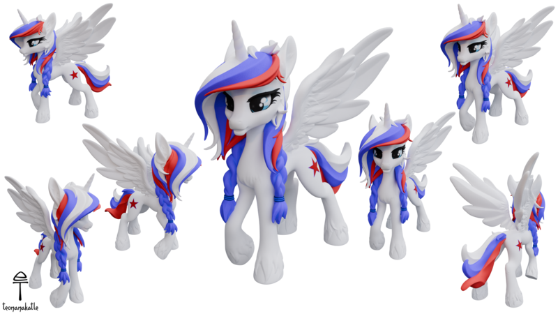 Size: 1920x1080 | Tagged: safe, artist:teonanakatle, derpibooru import, oc, oc:marussia, ponified, alicorn, pony, 3d, blender, cute, female, image, nation ponies, png, russia, zbrush